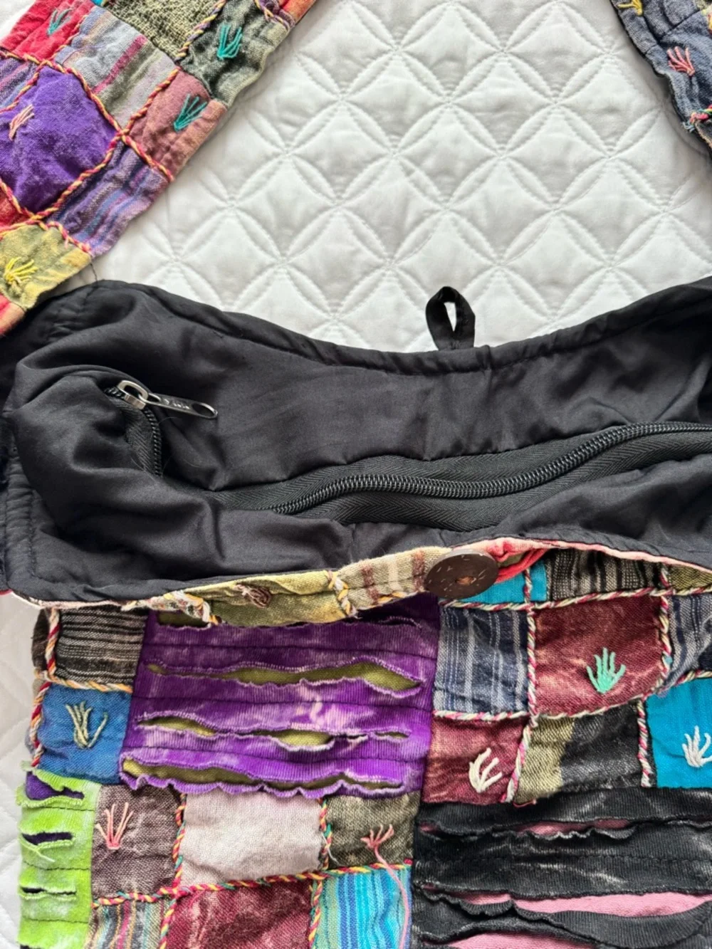 Multicolor Razor Cut Patchwork Hippie Boho Hobo Shoulder Bag Purse